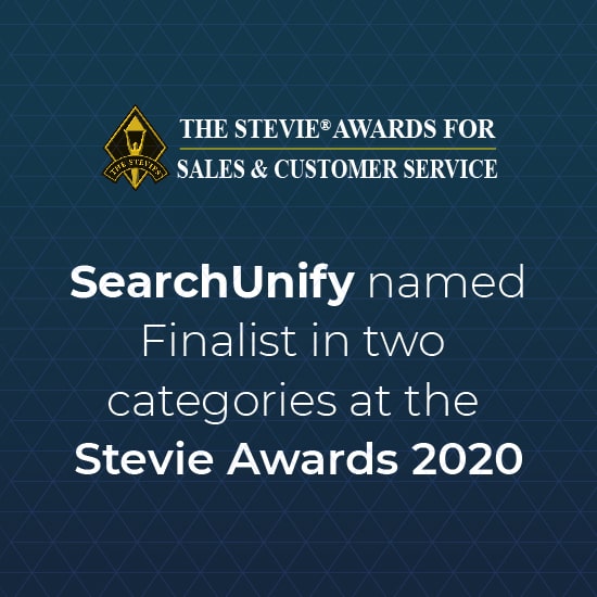 SearchUnify Named Finalist in Two Categories at the Stevie Awards 2020