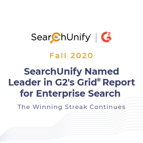 SearchUnify Named Leader in G2 Fall 2020 Grid<sup>®</sup> Report for Enterprise Search