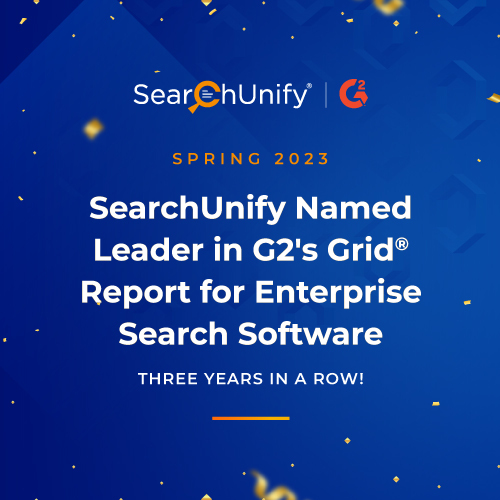 SearchUnify Named Leader in G2 Spring 2023 Grid<sup>®</sup> Report for Enterprise Search