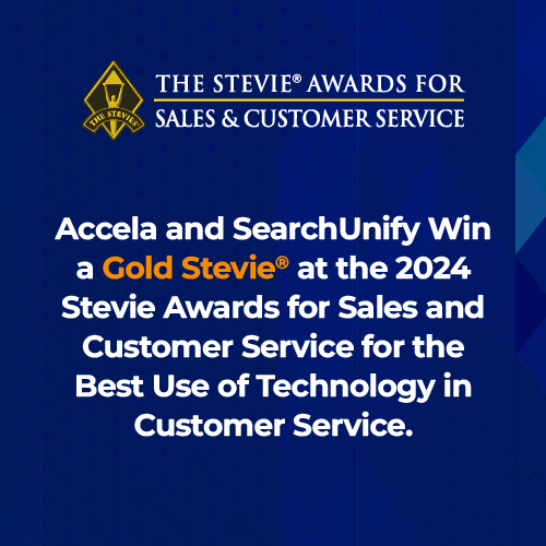 Accela and SearchUnify Win a Gold Stevie<sup>®</sup> at the 2024 Stevie Awards for Sales and Customer Service.